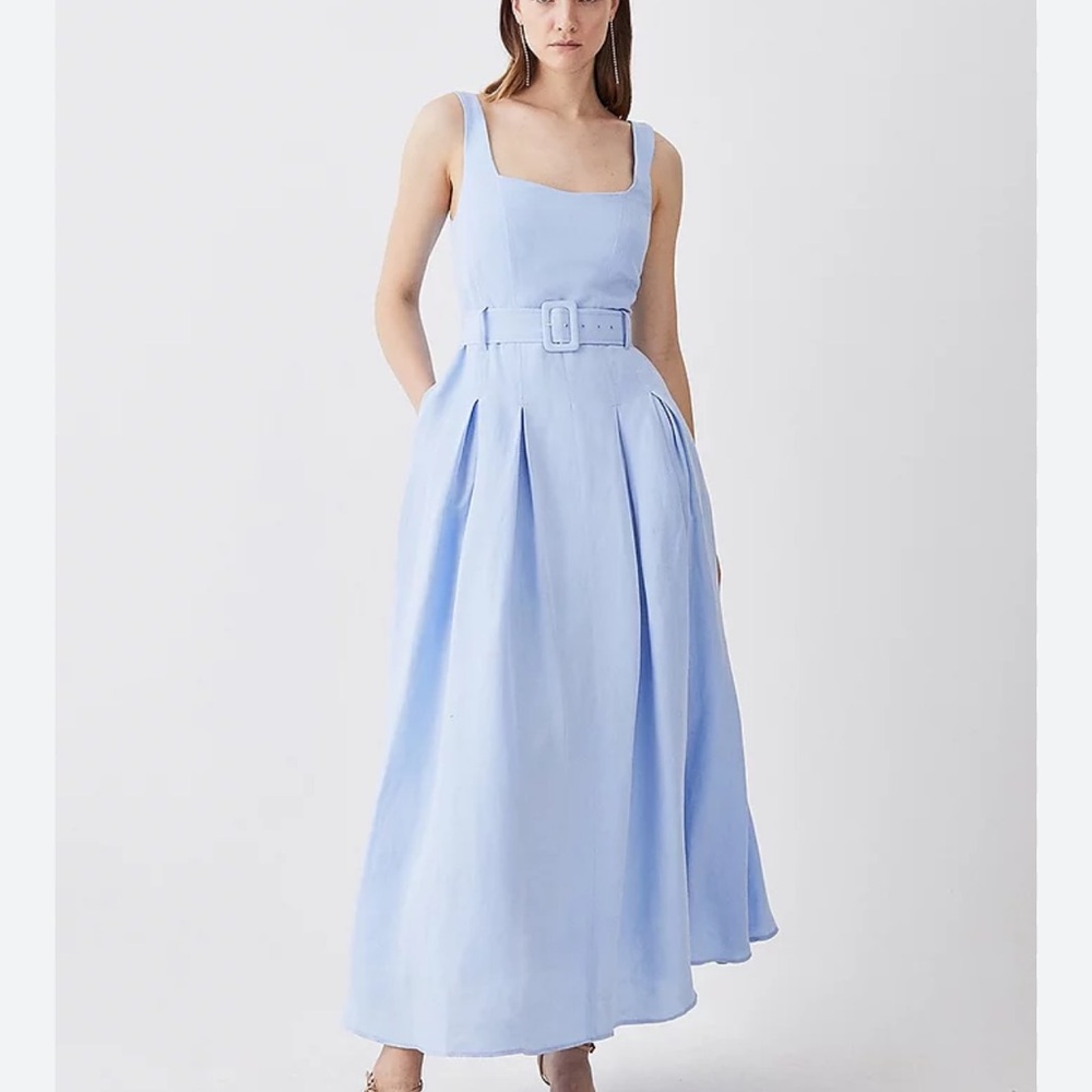 Karen Millen blue linen midi dress